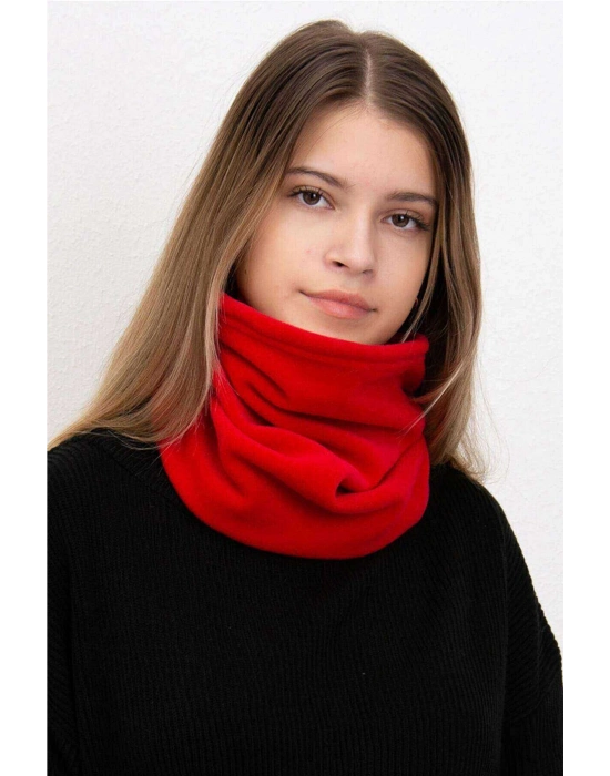 2 Adet Polar İpli Bere ve Boyunluk Siyah Kırmızı