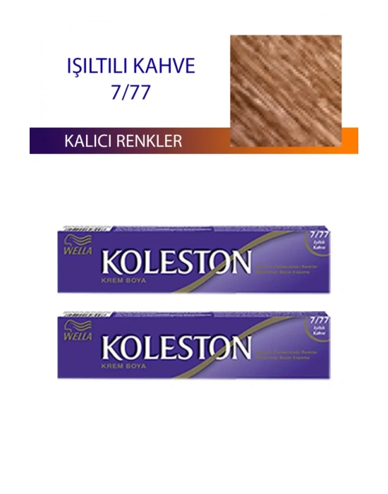 2 Adet Single Tüp Boya Saç Boyası Işıltılı Kahve 7/77