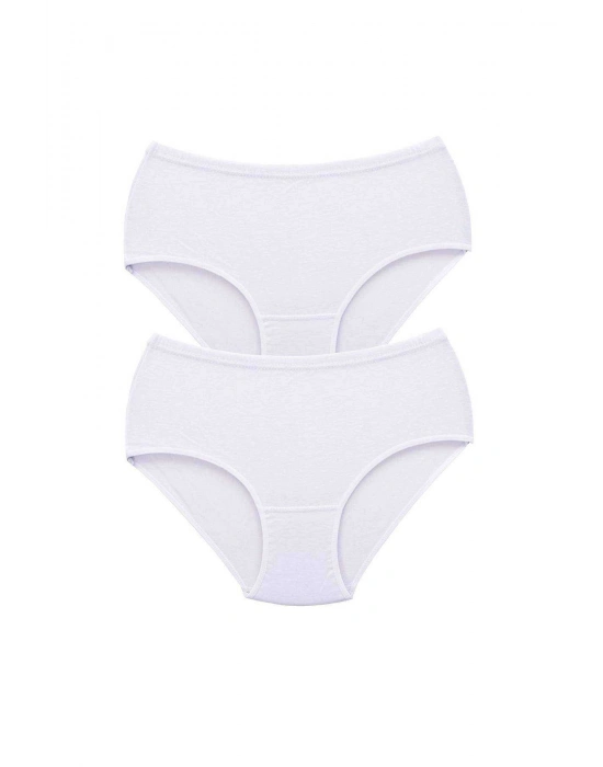 2 Adet Tutku Kadın Yüksek Bel Bato Kalın Lastik Külot Beyaz