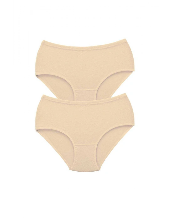 2 Adet Tutku Kadın Yüksek Bel Bato Kalın Lastik Külot Ten