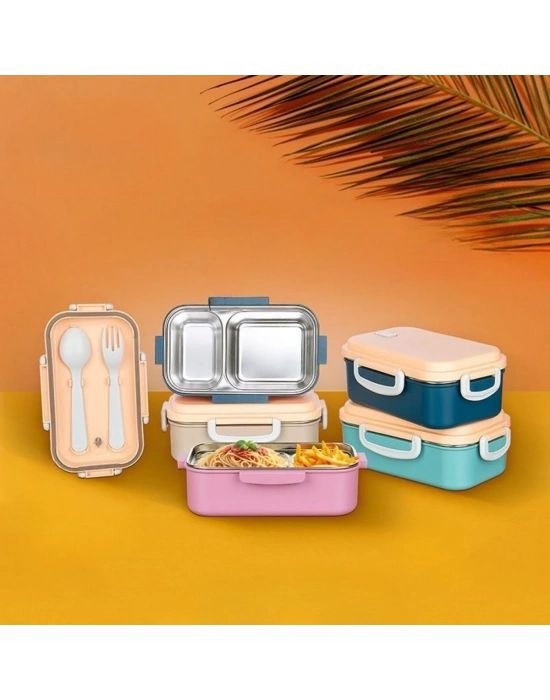 ®  2 Bölmeli 150-300 Ml Paslanmaz Çelik Yemek Kabı Beslenme Kabı Yiyecek Saklama Kabı