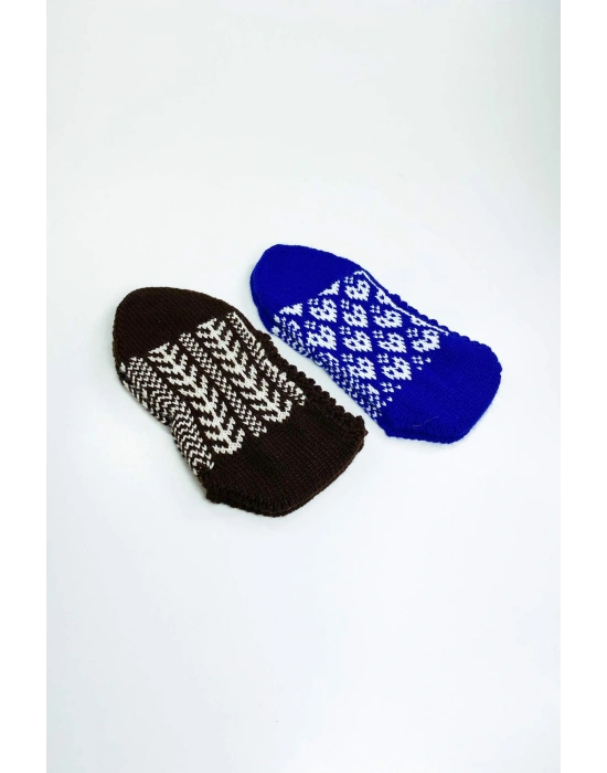 2 Çift El Örgüsü Kışlık Şık Kadın Yün Patik Set 11