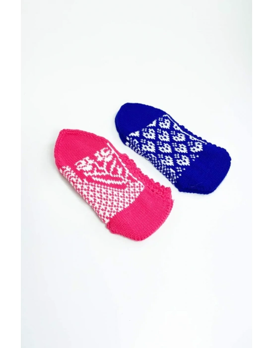 2 Çift El Örgüsü Kışlık Şık Kadın Yün Patik Set 12