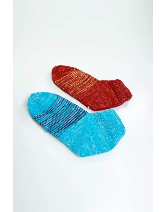 2 Çift El Örgüsü Kışlık Şık Kadın Yün Patik Set 14