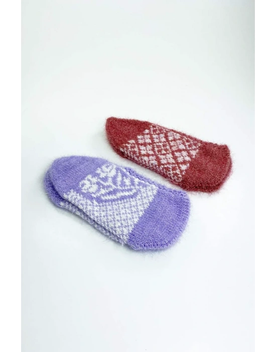 2 Çift El Örgüsü Kışlık Şık Kadın Yün Patik Set 3