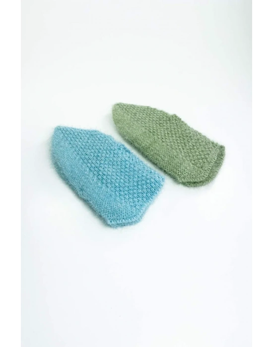 2 Çift El Örgüsü Kışlık Şık Kadın Yün Patik Set 5