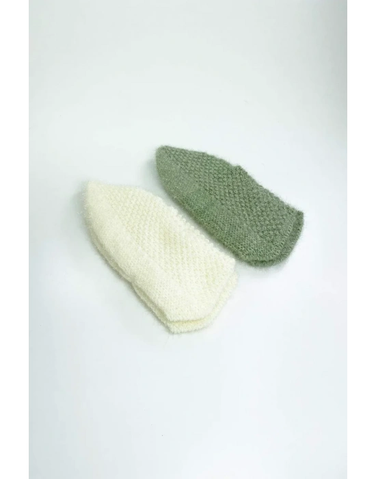 2 Çift El Örgüsü Kışlık Şık Kadın Yün Patik Set 6