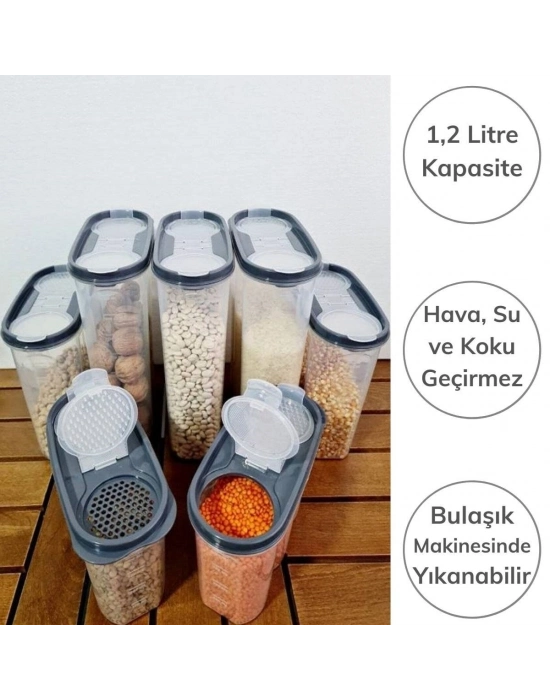 ®  2 Kapaklı Ölçekli Erzak Saklama Kabı - 1,2 Litre - SA930