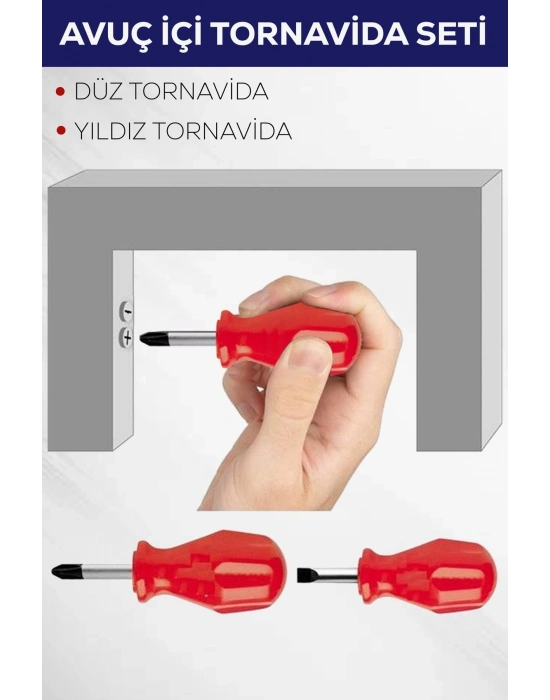 2li Avuç Içi Tornavida Seti Düz Yıldız