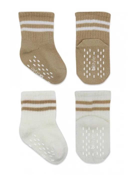 ®   2Li Çemberli Kaymaz Soket Çorap 10125 Bej-Ekru