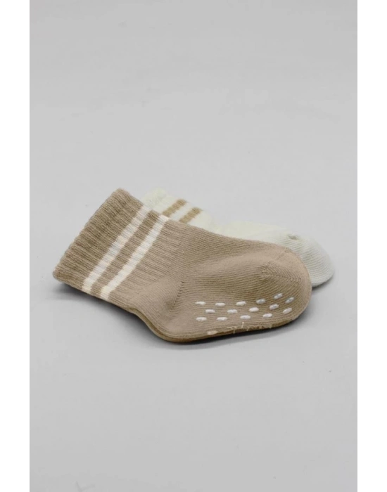 ®   2Li Çemberli Kaymaz Soket Çorap 10125 Bej-Ekru