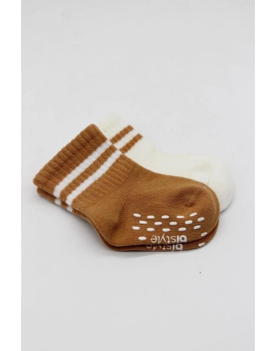 ®   2Li Çemberli Kaymaz Soket Çorap 10125 Ekru Hardal
