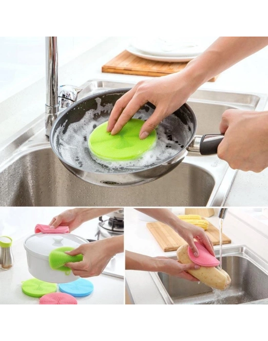 2 Li Çok Amaçlı Silikon Bulaşık Fırçası -nihale- Tutacak