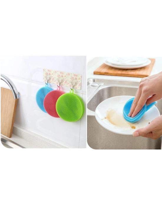 2 Li Çok Amaçlı Silikon Bulaşık Fırçası -nihale- Tutacak