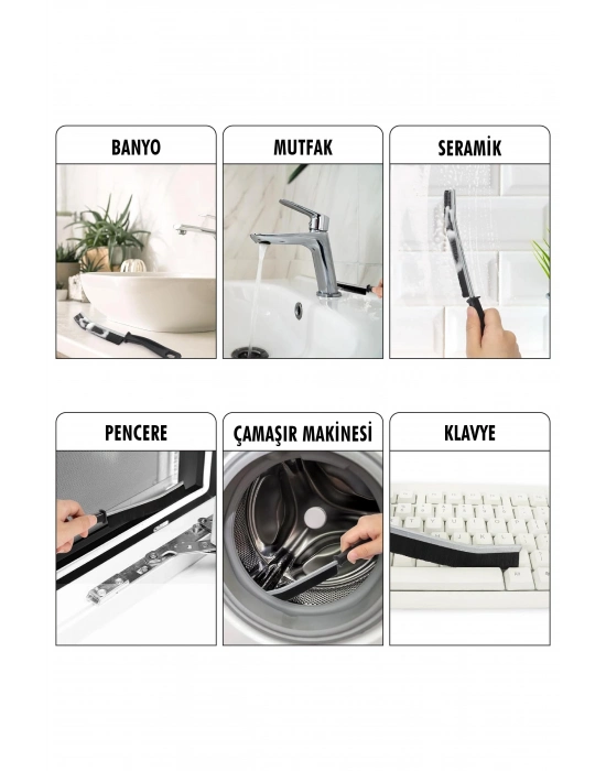 2 Li Çok Amaçlı Temizlik Fırçası & Derz Fırçası & Mutfak Banyo Temizlik Fırçası