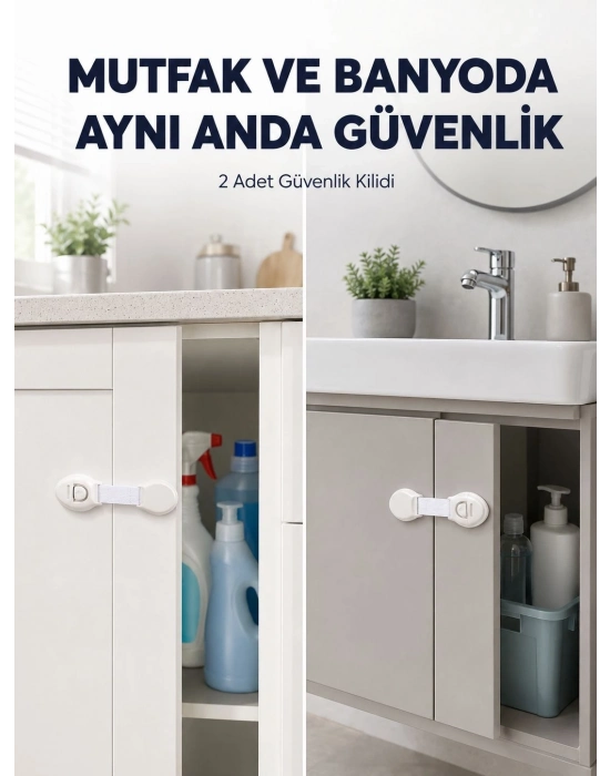 2li Dolap ve Çekmece Güvenlik Kilidi Seti
