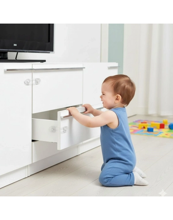 ®  2li Mini Çok Amaçlı Kilit- Çocuk Güvenlik Gereçkerli Çekmece,Dolap,Kapak Kilidi