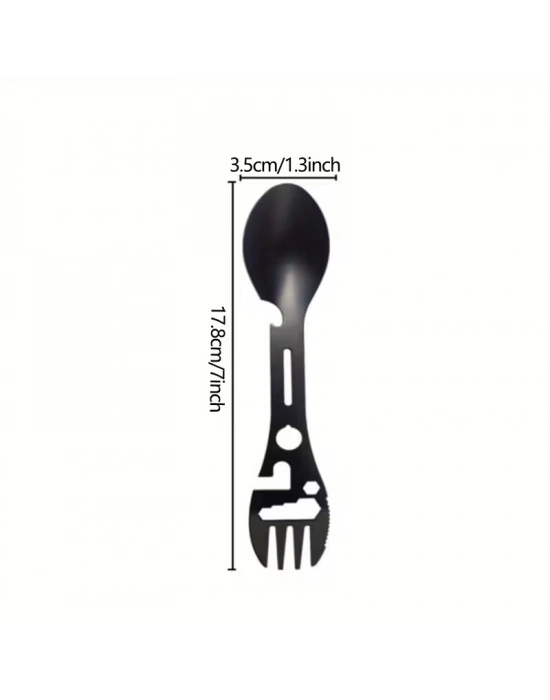 2li Paket Taktiksel Spork Kaşık Çatal - 5 Fonksiyonlu - Paslanmaz Çelik