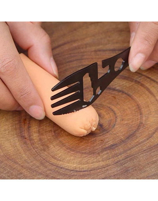 2li Paket Taktiksel Spork Kaşık Çatal - 5 Fonksiyonlu - Paslanmaz Çelik