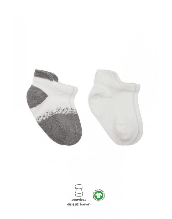 2Li Penye Sneakers Çorap 20105 Ekru Gri