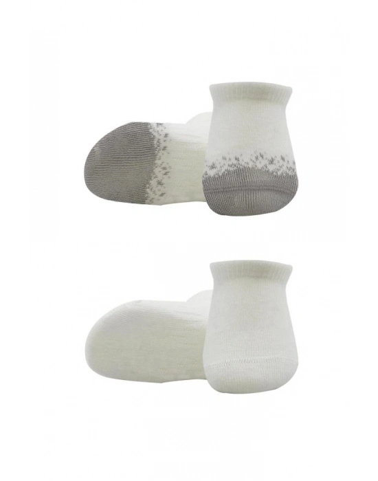 2Li Penye Sneakers Çorap 20105 Ekru Gri