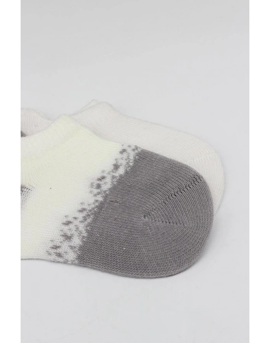 2Li Penye Sneakers Çorap 20105 Ekru Gri