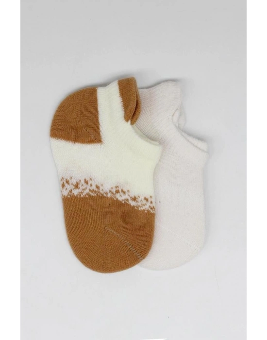 2Li Penye Sneakers Çorap 20105 Ekru Hardal