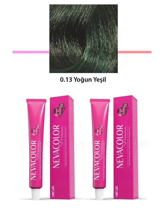 2 li Set Premium 0.13 Yoğun Yeşil - Kalıcı Krem Saç Boyası 2 X 50 g Tüp