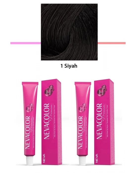 2 li Set Premium 1 Siyah - Kalıcı Krem Saç Boyası 2 X 50 g Tüp