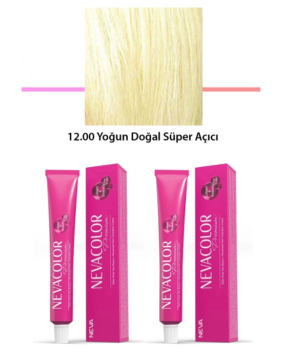 2 li Set Premium 12.00 Yoğun Doğal Süper Açıcı - Kalıcı Krem Saç Boyası 2 X 50 g Tüp