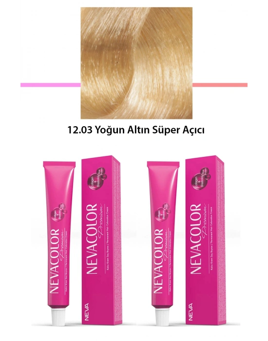 2 li Set Premium 12.03 Yoğun Altın Süper Açıcı - Kalıcı Krem Saç Boyası 2 X 50 g Tüp