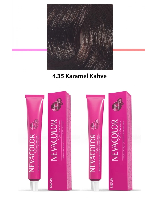 2 li Set Premium 4.35 Karamel Kahve - Kalıcı Krem Saç Boyası 2 X 50 g Tüp