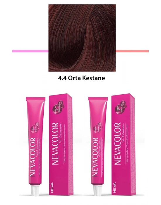 2 li Set Premium 4.4 Orta Kestane - Kalıcı Krem Saç Boyası 2 X 50 g Tüp