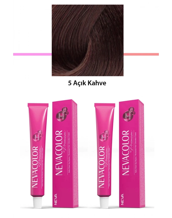 2 li Set Premium 5 Açık Kahve - Kalıcı Krem Saç Boyası 2 X 50 g Tüp