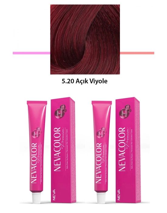2 li Set Premium 5.20 Açık Viyole - Kalıcı Krem Saç Boyası 2 X 50 g Tüp
