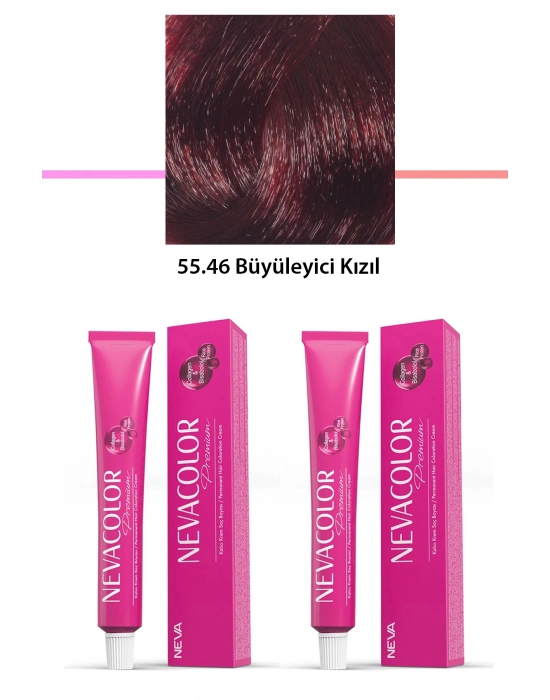 2 li Set Premium 55.46 Büyüleyici Kızıl - Kalıcı Krem Saç Boyası 2 X 50 g Tüp