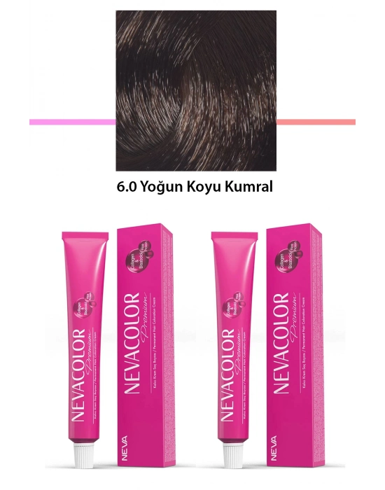 2 li Set Premium 6.0 Yoğun Koyu Kumral - Kalıcı Krem Saç Boyası 2 X 50 g Tüp
