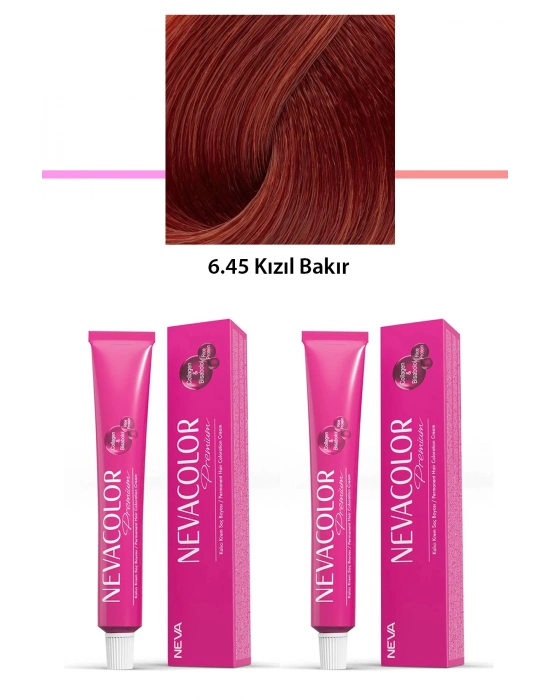 2 li Set Premium 6.45 Kızıl Bakır - Kalıcı Krem Saç Boyası 2 X 50 g Tüp