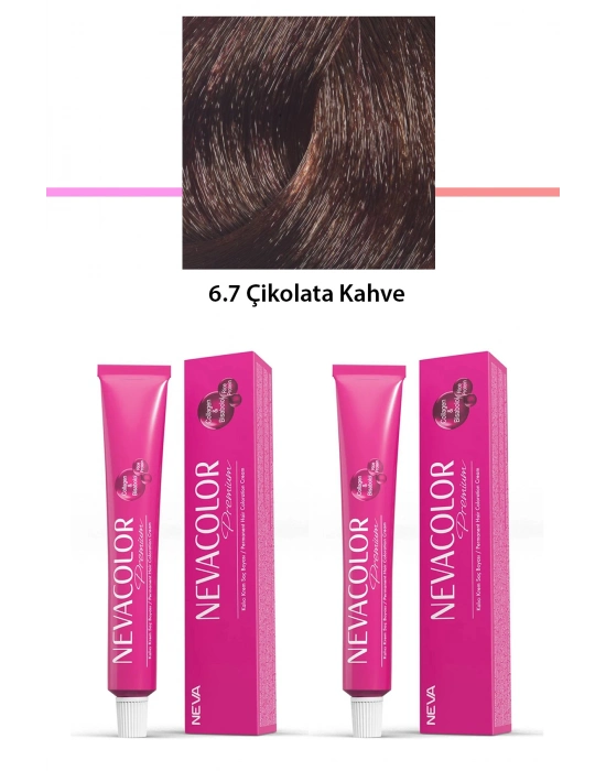 2 li Set Premium 6.7 Çikolata Kahve - Kalıcı Krem Saç Boyası 2 X 50 g Tüp