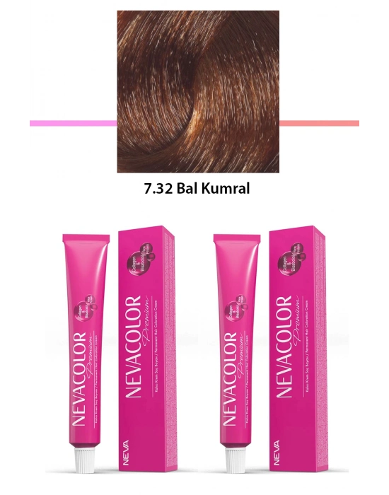 2 li Set Premium 7.32 Bal Kumral - Kalıcı Krem Saç Boyası 2 X 50 g Tüp