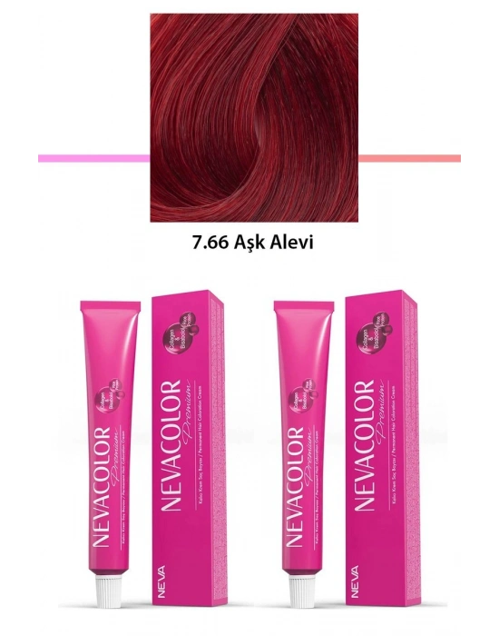 2 li Set Premium 7.66 Aşk Alevi - Kalıcı Krem Saç Boyası 2 X 50 g Tüp