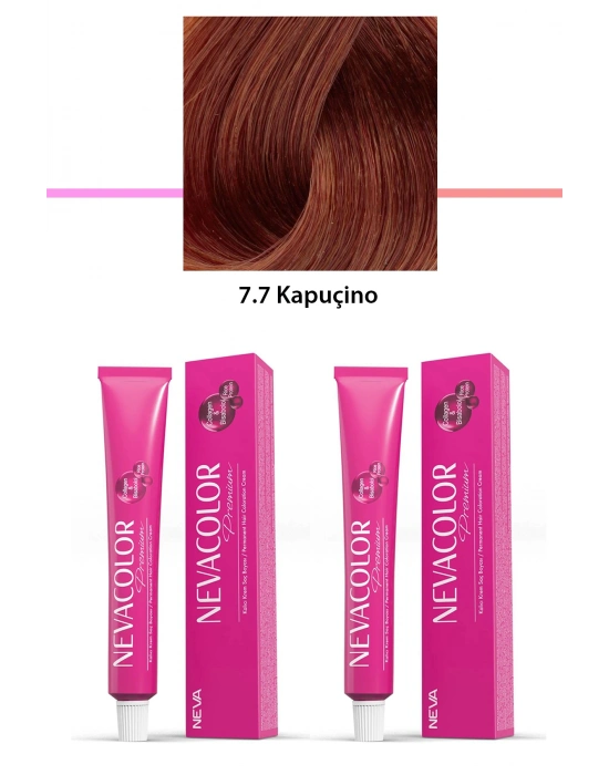 2 li Set Premium 7.7 Kapuçino - Kalıcı Krem Saç Boyası 2 X 50 g Tüp