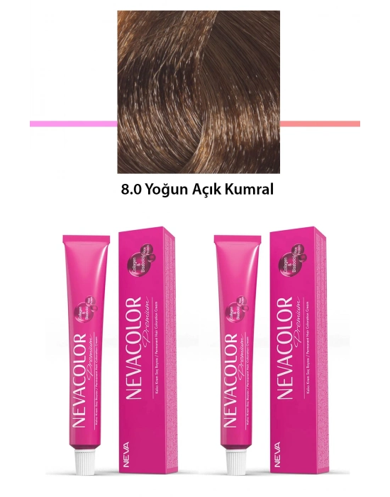 2 li Set Premium 8.0 Yoğun Açık Kumral - Kalıcı Krem Saç Boyası 2 X 50 g Tüp