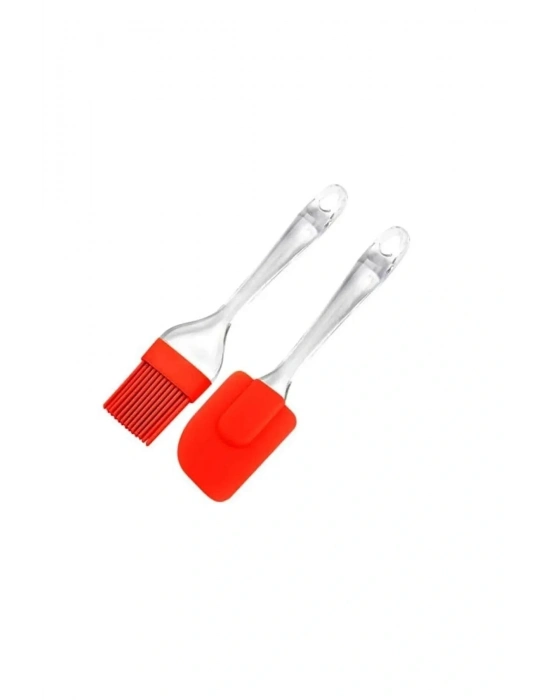 2 Li Set Silikon Pasta - Börek - Poğaça Yağ Fırçası Ve Silikon Spatula Seti