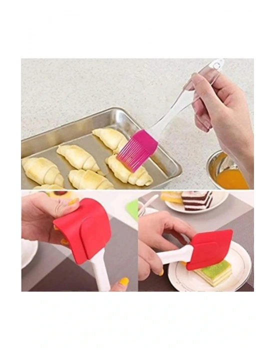 2 Li Set Silikon Pasta - Börek - Poğaça Yağ Fırçası Ve Silikon Spatula Seti