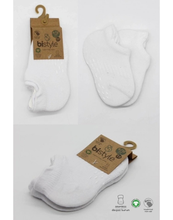 2Li Sneakers Kaymaz Basic Penye Çorap 20103 Beyaz Beyaz