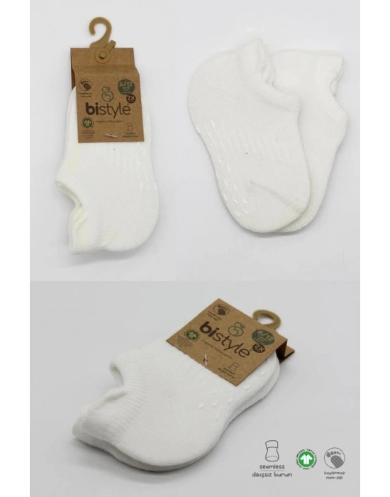 2Li Sneakers Kaymaz Basic Penye Çorap 20103 Ekru Ekru