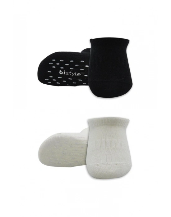 2Li Sneakers Kaymaz Basic Penye Çorap 20103 Siyah Ekru