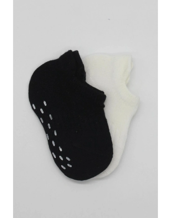 2Li Sneakers Kaymaz Basic Penye Çorap 20103 Siyah Ekru