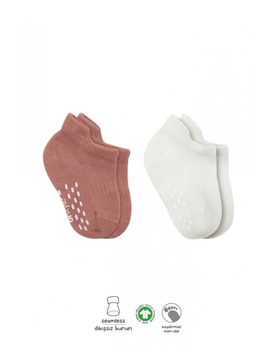 ®   2Li Sneakers Kaymaz Colours Penye Çorap 20104 Ekru Pudra